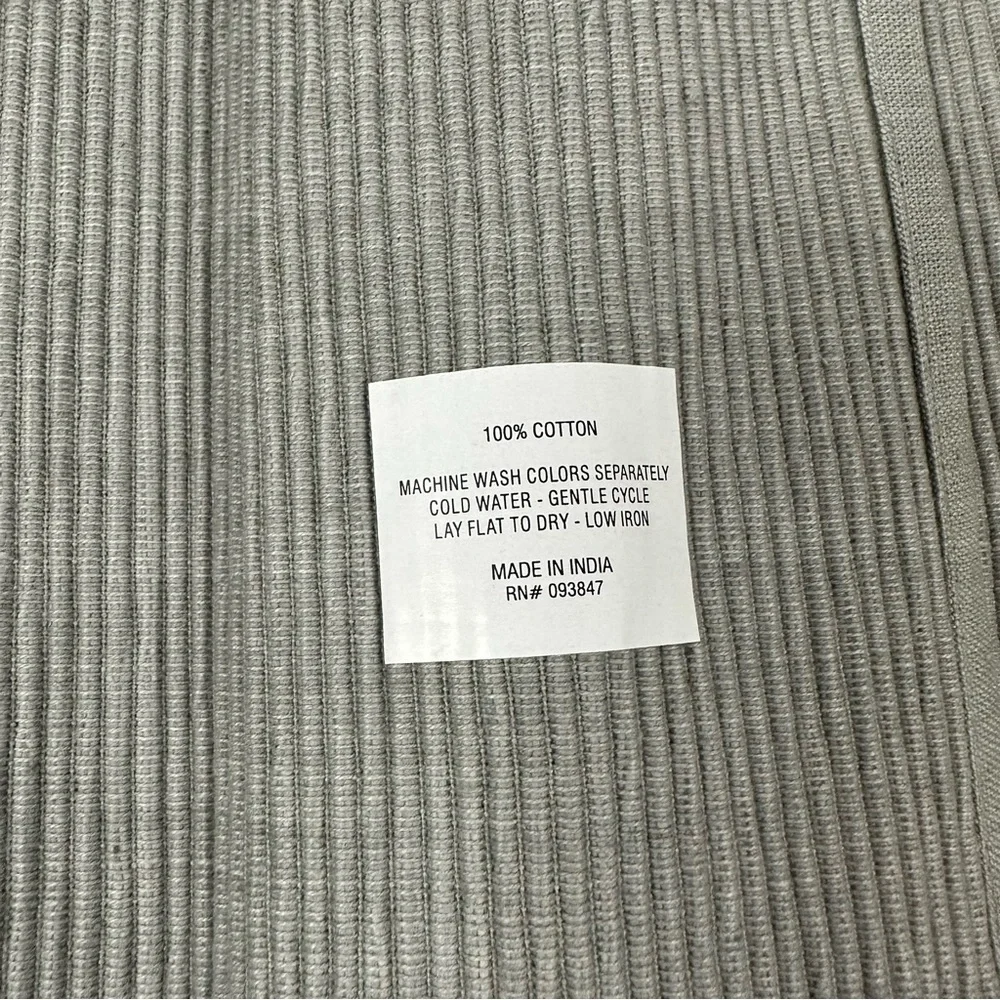 Design Imports Cotton Basic Ribbed Table Runner 72” x 13” Gray New Without Tags